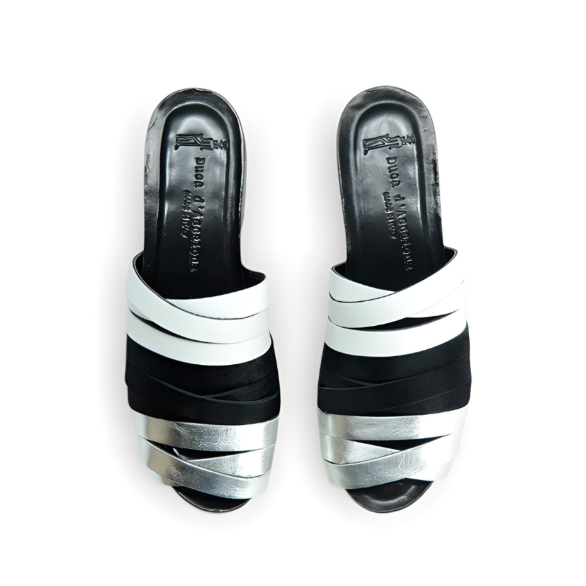 Zoccoli Donna Nanette Florida Argento Nero Bianco
