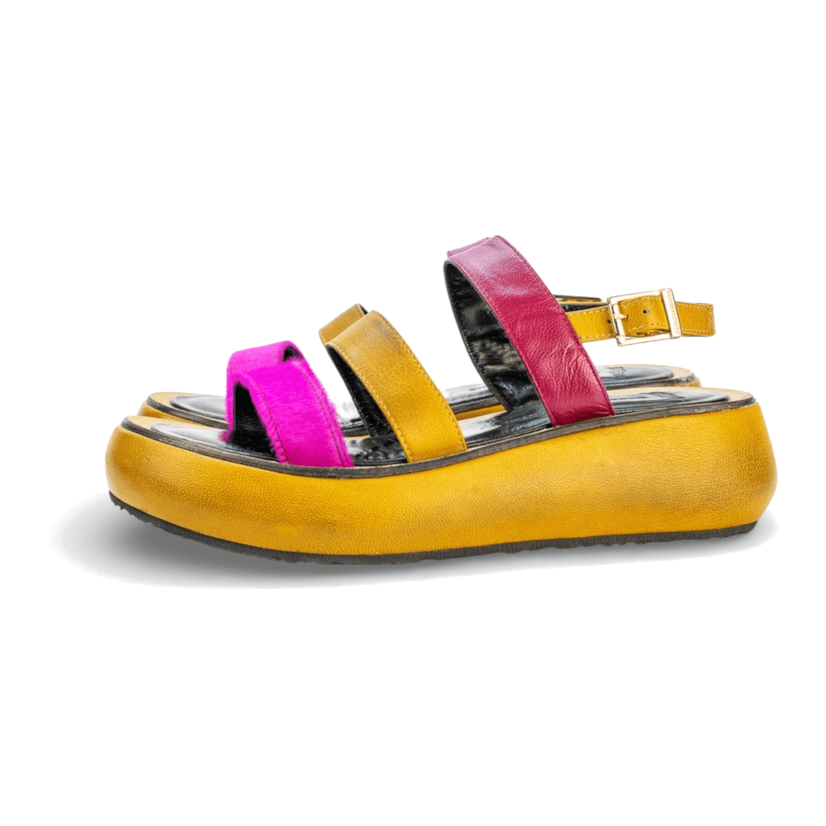 Sandalo Donna Belinda Pop Cavallino Fucsia / Capretto Senape - Duca d'Ascalona