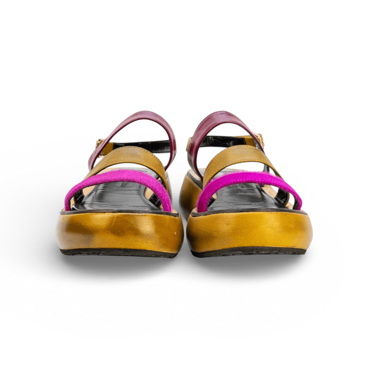 Sandalo Donna Belinda Pop Cavallino Fucsia / Capretto Senape - Duca d'Ascalona