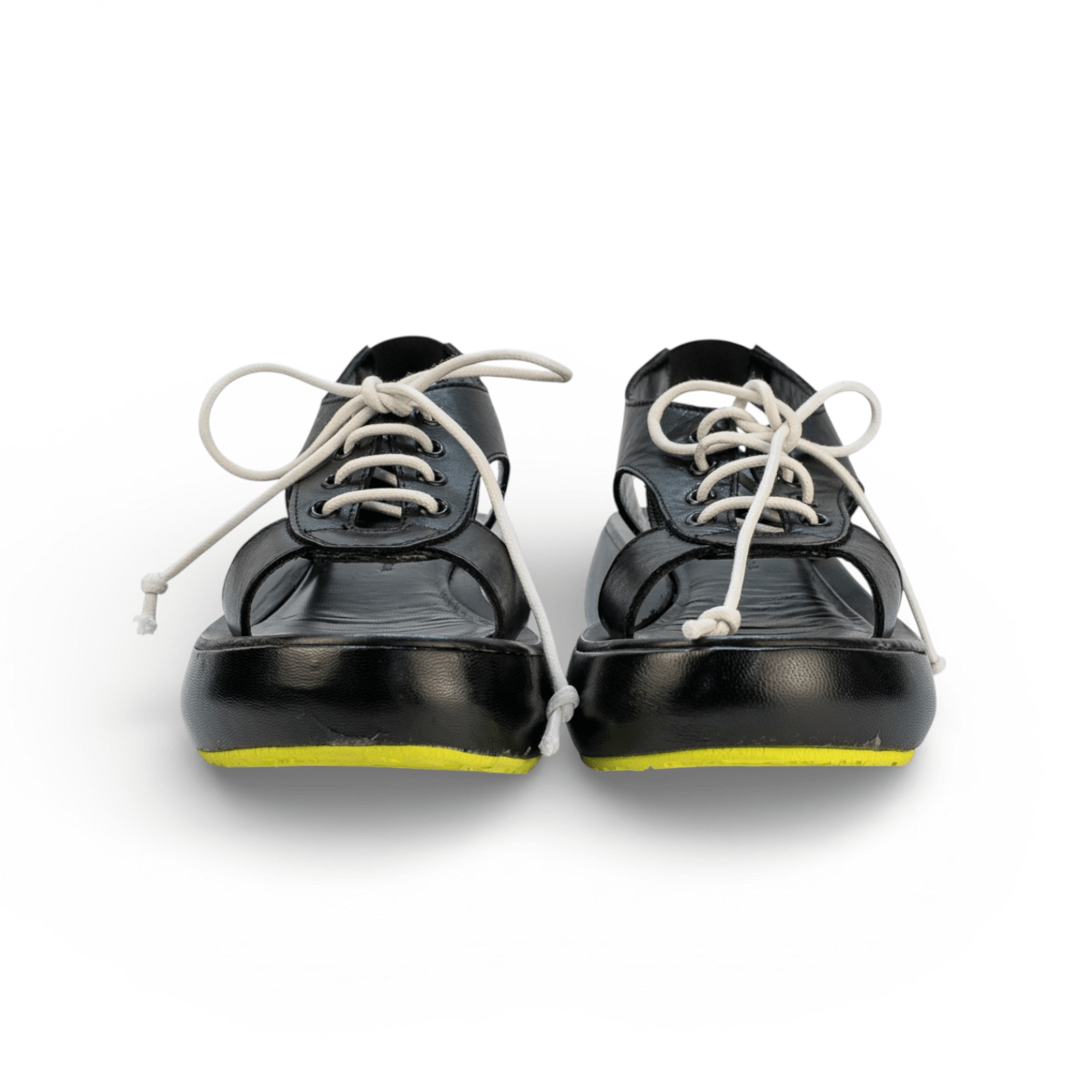 Sandalo Donna Beth Vitello Nero Suola Gialla - Duca d'Ascalona