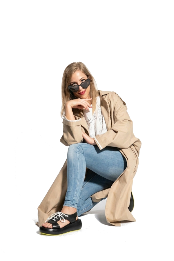 Sandalo Donna Beth Vitello Nero Suola Gialla - Duca d'Ascalona